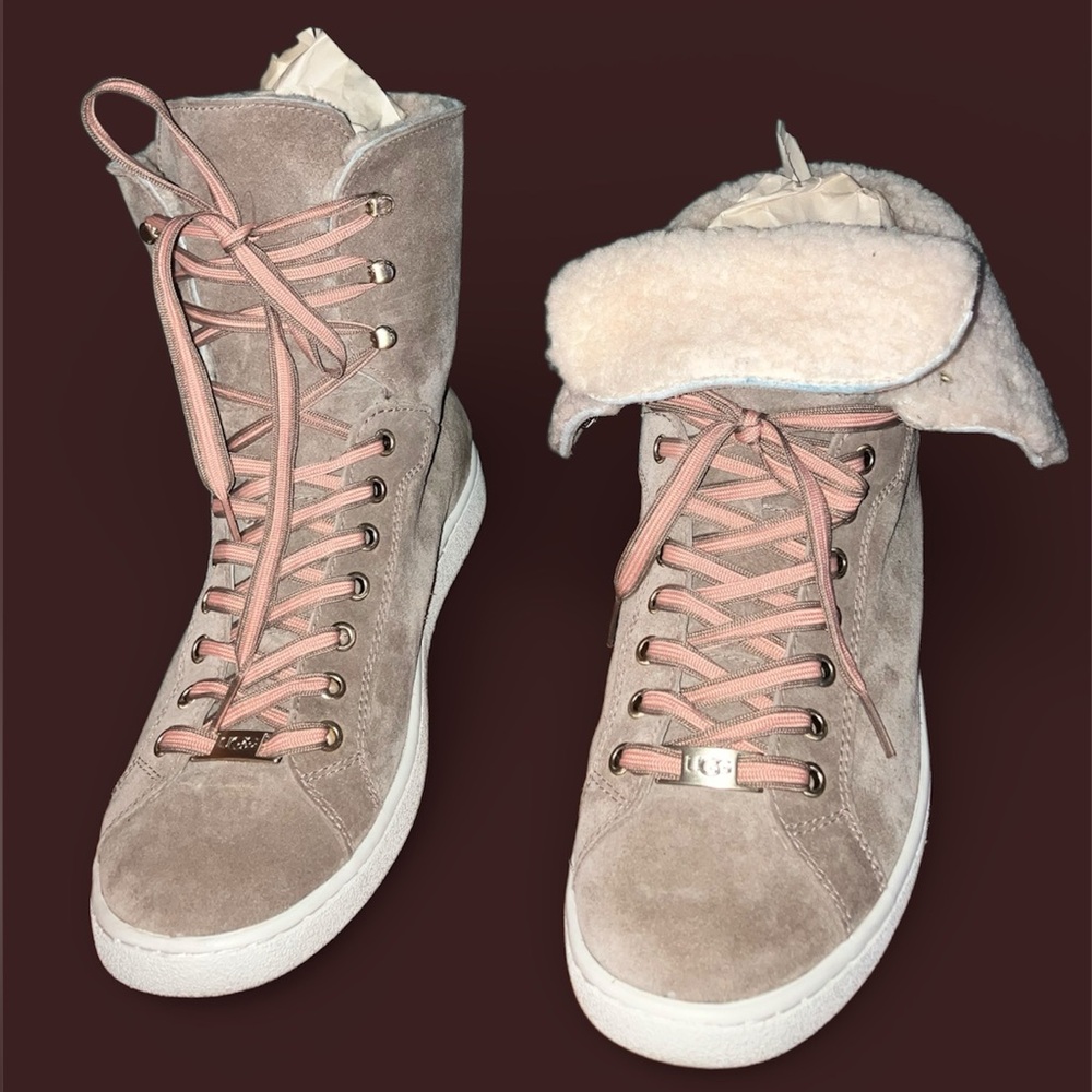 UGG Starlyn Fawn Sheepskin High Top Ankle Sneakers